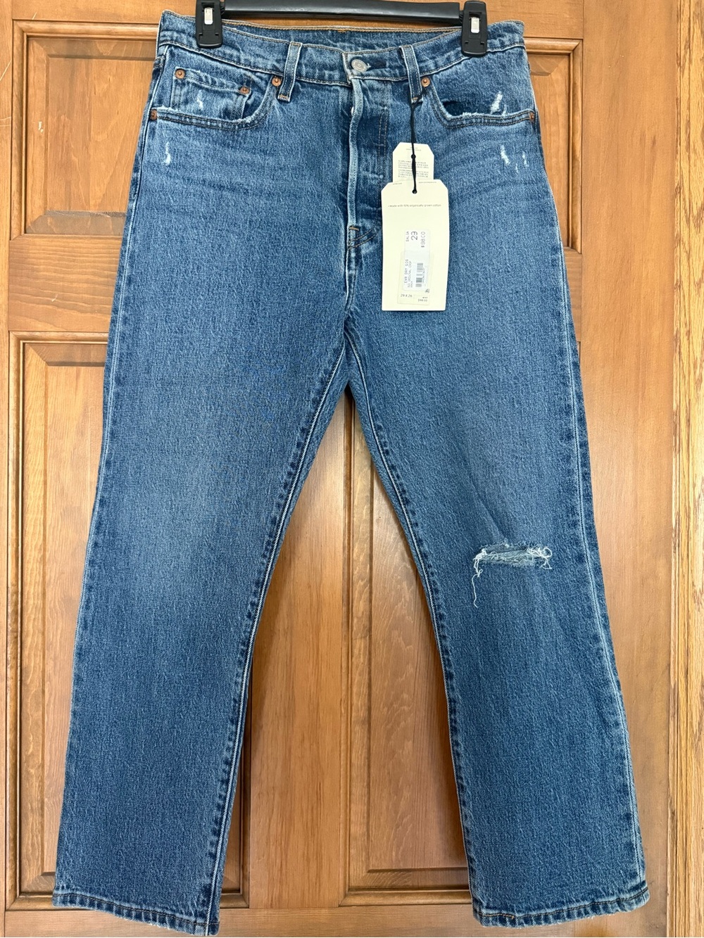 Levi's Women's Straight Leg Distressed Medium Blue Jeans